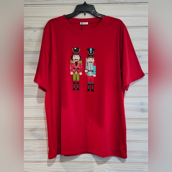 NWT Why Dress Scarlet Nutcracker Sequin Tee Shirt Mini Dress - Picture 2 of 5